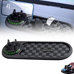 Anti Slip Mat for Car Dashboard, 2025 New Multifunctional Car Anti-Slip Mats with Temporary Parking Number, Universal Rotatable Vehicle Mounted Anti Slip Mat Phone Holder (A)