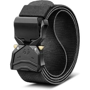 BULLIANT Men Belt,Tacitcal Holster Web Adjustable Belt Stretch Fit Quickly Release For Outdoor Duty,Cut For Fit