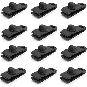 12pcs Heavy Duty Tarp Clips with Lock Grip - Windproof Tent Clamps for Camping, Canopies, Pool Covers, Reusable Multi-Purpose Clips