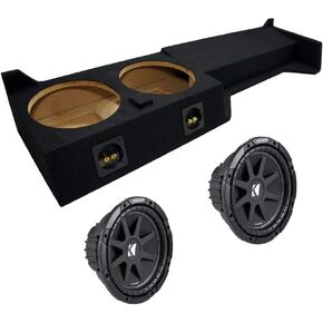 American Sound Connection Compatible with Nissan Frontier 05-12 Crew Cab Truck Dual 10" Kicker C10 Subwoofer Sub Box Enclosure 600 Watts Peak