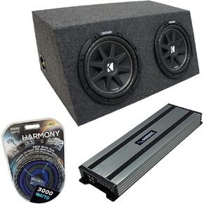 Harmony Audio Universal Car Stereo Hatchback Sealed Dual 15" Kicker Bundle Comp C15 Sub Box Enclosure & Harmony HA-A1500.1 Amp