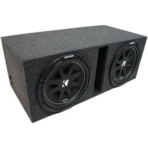 American Sound Connection Bundle with Kicker 15" Subwoofer Comp C15 2 Ohm and Dual Sub Box Universal Vented Port Enclosure