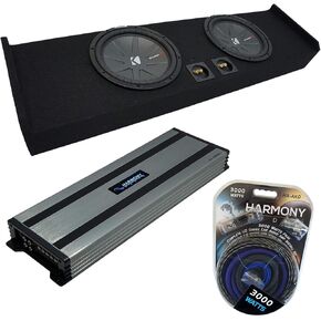 Harmony Audio HA-A1500.1 Compatible with Ford F-150 Super Crew Truck 09-20 3000W Sub Amp, 48CWR122 12" 2-Ohm Dual 500W 1000W Sub and FORD2X12-150-CREW-09 Sub Box