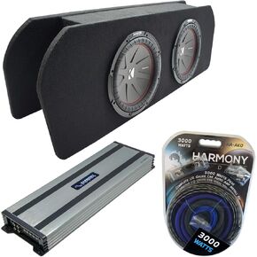 Harmony Audio Compatible with 2015-2023 Ford Mustang Coupe Kicker Bundle CompR CWR10 Dual 10 Custom Sub Box Harmony HA-A1500.1