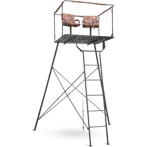 Guide Gear 12' Hunting Climbing Tree Stand Tower with Ladder, 2 Person Treestand, Hunting Gear, Equipment, and Accessories