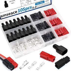smseace 105pcs 15/30/45Amp Power Connectors with PVC Cover 1.5-6mm² (20-10AWG) Quick Disconnect Power Pole connectors,Flame Retardant Sleeve for Power Pole Connector