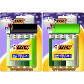 BIC Classic Maxi Pocket Lighter, Shades of Green, 12-Pack (Packaging and Colors May Vary)