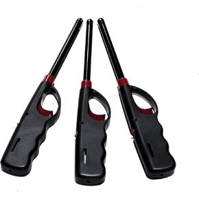 3 Pack BBQ Grill Lighter Casings Refillable Butane Gas Candle Fireplace Kitchen Stove Long