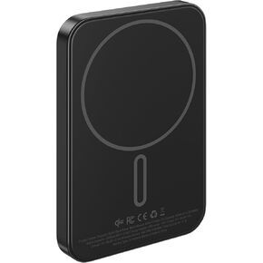 Solid-State Portable Charger for Mag-Safe, 0.39" Ultra Slim Qi2-Certified 15W Magnetic Wireless Power Bank, 5000mAh 20W Fast Charging Battery Pack for iPhone 16/15/14/13/12 Series-Black
