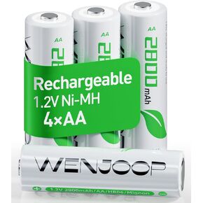 Rechargeable AA Batteries, 2800mAh High-Capacity NiMH AA Rechargeable Battery Long-Lasting Power, 8 Pack Double A Batteries Size for Household and Office Devices - 1.2 Volt Low Self Discharge