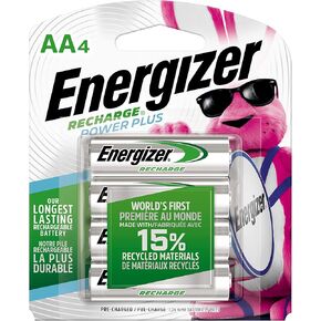 Energizer AA Batteries, Pre-Charged Double A Rechargeable Batteries, 4 Count