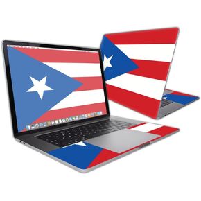 MightySkins Skin Compatible with Apple MacBook Pro 15" (2019-2016) Touch Bar wrap Cover Sticker Skins Puerto Rican Flag