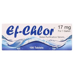 Ef-Chlor 8.5mg Water Purification Tablets Portable Drinking Water Treatment - Ideal for Emergencies, Survival, Travel & Camping (0.52 Gallon)