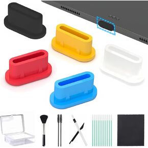 25 PCS 5 Colors USB-C Dust Plugs,Silicone Type-C Port Cover,Charging Port Protector with Cleaning Kit,Compatible with Smartphones,Tablets and Type-C Devices
