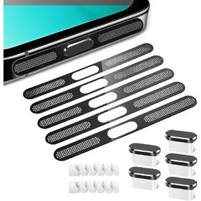 5PACK Speaker Dust Cover for iPhone 16, USB C Dust Plug Type C Port Cover Charging Port Cover Speaker Mesh Cover for iPhone 16/16 Plus/16 Pro/16 Pro Max/iPhone 15/15 Pro/Pro Max/Plus (Black)