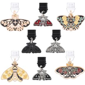 Floral Luna Moth Dust Plug Charms - 8 Pack Mystical Aesthetics Pendants Compatible with Kindle, Fantasy Bohemian Style Charging Port Protector for Type C/USB C Phone Charm Accessories