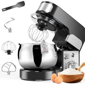 Stand Mixer, 4-QT 700W 6-Speeds Electric Food Mixer with Pouring Shield, Stainless Steel Mixing Bowl, Dough Hooks & Mixer Beaters for Dressings, Frosting, Meringues & More (DZ1)