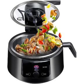 Automatic Cooking Machine w/LED Display 2000W, 4L Electric Cooking Wok Fried Rice Machine w/Non-Stick Pot,Electromagnetic Heating Cooking Robot