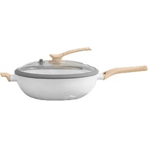 Ceramic Pot Non-Stick Pan Uncoating White Smokeless Non-Rust Wok Gas Electricity, 32cm (OneColor 32cm)