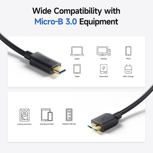 Cable Matters 10Gbps USB C to Micro USB 3.0 Cable, Micro B to USBC, 1ft in Saudi Arabia