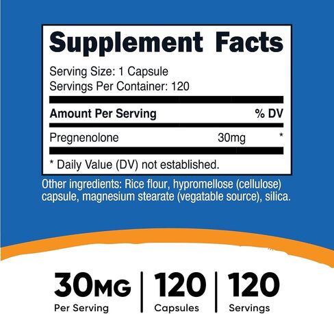 Nutricost Pregnenolone 30mg، 120 كبسولة - غير معدلة وراثيًا، خالية من الغلوتين، كبسولات نباتية in Saudi Arabia