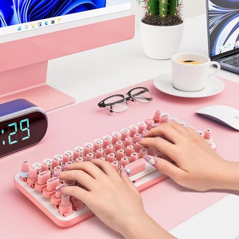 70PCS Raised Keyboard Stickers for Long Nails, Universal Nail Art Keyboard Bubbles, Self-Adhesive Keyboards for Long Nails, Comfortble Silicone Typing Keycaps for Office Girls Gaming - Pink in Kuwait
