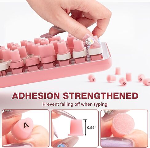 70PCS Raised Keyboard Stickers for Long Nails, Universal Nail Art Keyboard Bubbles, Self-Adhesive Keyboards for Long Nails, Comfortble Silicone Typing Keycaps for Office Girls Gaming - Pink in Kuwait