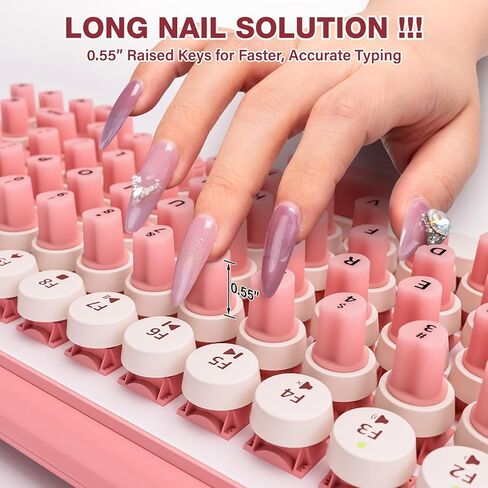 70PCS Raised Keyboard Stickers for Long Nails, Universal Nail Art Keyboard Bubbles, Self-Adhesive Keyboards for Long Nails, Comfortble Silicone Typing Keycaps for Office Girls Gaming - Pink in Kuwait