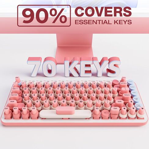70PCS Raised Keyboard Stickers for Long Nails, Universal Nail Art Keyboard Bubbles, Self-Adhesive Keyboards for Long Nails, Comfortble Silicone Typing Keycaps for Office Girls Gaming - Pink in Kuwait