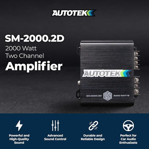 Autotek Street Machine SM-3600.1D مضخم صوت للسيارة أحادي الكتلة بقدرة 3600 وات - خرج عالي، فئة D، 1، 2، و4 أوم ثابت، مدخل منخفض المستوى، مصدر طاقة Mosfet in Saudi Arabia