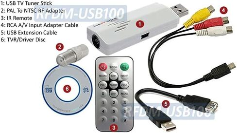 Universal Analog USB Cable TV Tuner with RCA A/V Input + DVR Software in Saudi Arabia