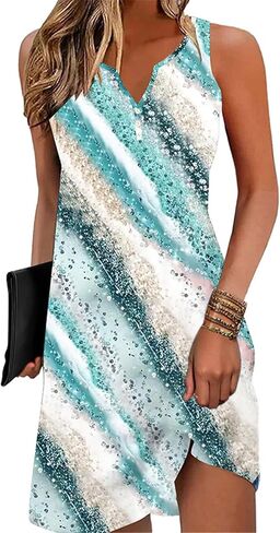 فستان صيفي نسائي 2024 فستان غير رسمي بأزرار سفلية وياقة على شكل V بدون أكمام موضة بوهو فستان شاطئ زهري فستان الشمس فستان على شكل حرف a in Kuwait