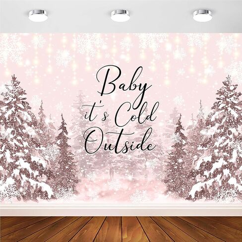 Avezano Baby It's Cold Outside Backdrop Winter Baby Shower Photo Background Props Winter Wonderland Party Decoration Winter Snowflakes Newborn Photo Photo Banner (Blue, 7x5ft) in Kuwait