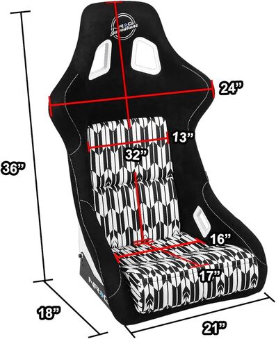 NRG Innovations NRG-FRP-304RD-NRG FRP Bucket SEAT NRG EDITION RED Alcantara في مواد نباتية مع خلفية مضاءة بالإضافة إلى جيوب الهاتف. (كبير جدا) in Kuwait