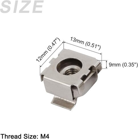 METALLIXITY Cage Nuts (M12x17mm) 20Pcs, Carbon Steel Zinc Plated Rack Mount Square Hole Hardware Cage - for Server Rack Cabinet Shelve, Silver Tone in Saudi Arabia