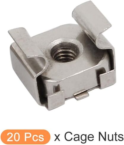 METALLIXITY Cage Nuts (M12x17mm) 20Pcs, Carbon Steel Zinc Plated Rack Mount Square Hole Hardware Cage - for Server Rack Cabinet Shelve, Silver Tone in Saudi Arabia