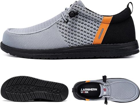 LARNMERN Slip On Steel Toe Shoes Men Lightweight Comfortable Lounging Walking Sneakers Steel Toe Loafers in Kuwait
