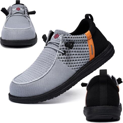 LARNMERN Slip On Steel Toe Shoes Men Lightweight Comfortable Lounging Walking Sneakers Steel Toe Loafers in Kuwait