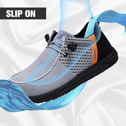 LARNMERN Slip On Steel Toe Shoes Men Lightweight Comfortable Lounging Walking Sneakers Steel Toe Loafers in Kuwait