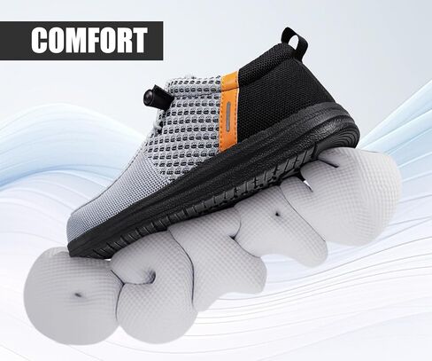 LARNMERN Slip On Steel Toe Shoes Men Lightweight Comfortable Lounging Walking Sneakers Steel Toe Loafers in Kuwait