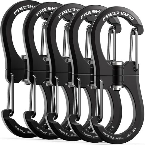 Freskaro 1kn Clipengate Carabiner Clip ، تصميم حاصل على براءة اختراع ، تدور 360 قابل للانعكاس ، خطاف فائدة خفيف الوزن للمشي لمسافات طويلة ، التخييم ، صيد الأسماك ، أدوات الطيور ، سلسلة المفاتيح ، وليس للتسلق ، والألوان المتعددة in Kuwait