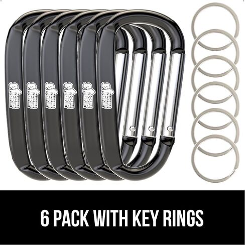 GORILLA GRIP 3 Inch Heavy Duty Aluminum Carabiner Clip, Clips Holds 170lbs, Rust, Scratch-Resistant Mini Keychain Carabiners for Keys, Small Ring Hooks Bag Backpack Purse in Saudi Arabia