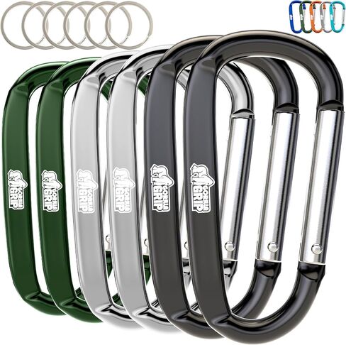 GORILLA GRIP 3 Inch Heavy Duty Aluminum Carabiner Clip, Clips Holds 170lbs, Rust, Scratch-Resistant Mini Keychain Carabiners for Keys, Small Ring Hooks Bag Backpack Purse in Saudi Arabia