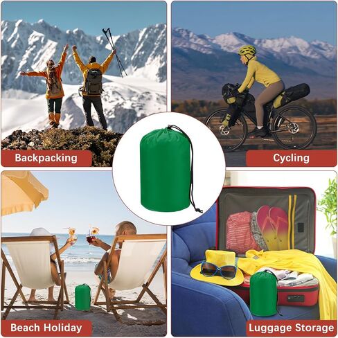 Stuff Sack [2PCS] - Waterproof Outdoor Storage Sacks Use for Backpacking & Traveling & Hiking - [Dark Green-5 x 10 in/ 13 x 25 CM] Ultralight Drawstring Bags in Saudi Arabia