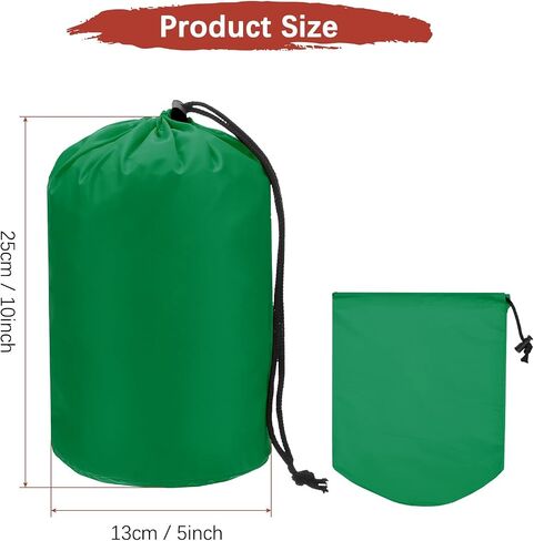 Stuff Sack [2PCS] - Waterproof Outdoor Storage Sacks Use for Backpacking & Traveling & Hiking - [Dark Green-5 x 10 in/ 13 x 25 CM] Ultralight Drawstring Bags in Saudi Arabia