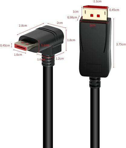 كابل Displayport بزاوية يمنى 1.4 كابل Displayport بزاوية يمنى، BolAAzuL كابل Displayport بزاوية 90 درجة V1.4 6FT/1.8M يصل إلى 8K/60 هرتز، 4K/144 هرتز مدعوم in Saudi Arabia