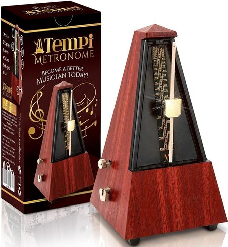 Tempi Metronome للموسيقيين - يشمل الكتاب الإلكتروني وضمان لمدة عامين - المسرع الميكانيكي للبيانو، المسرع للغيتار / الكمان أو موسيقى المسرع للبالغين والأطفال (قشرة بلاستيكية بنية محببة) in Saudi Arabia