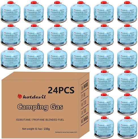 230 Grams Isobutane Fuel Canister (2 packs) Camping Stove Fuel Butane Propane Blend Isobutane Fuel Canister Camping Fuel Gas Canister Suitable for All Seasons Efficient and High Output in Kuwait