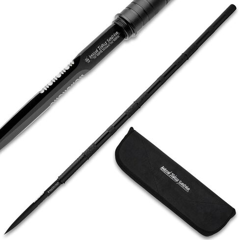 Amazon Jungle Survivor Break-Down Spear | Non-Reflective Finish 2Cr13 Stainless Steel Blade | Textured Steel Shaft | Zippered Carrying Case | Black Oxide Finish | Versatile | 45 1/2" Overall in Saudi Arabia