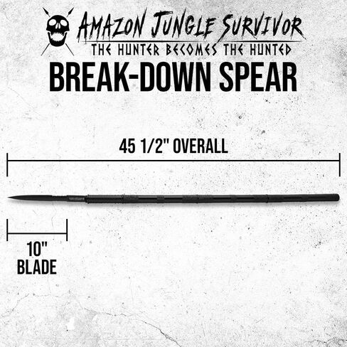 Amazon Jungle Survivor Break-Down Spear | Non-Reflective Finish 2Cr13 Stainless Steel Blade | Textured Steel Shaft | Zippered Carrying Case | Black Oxide Finish | Versatile | 45 1/2" Overall in Saudi Arabia